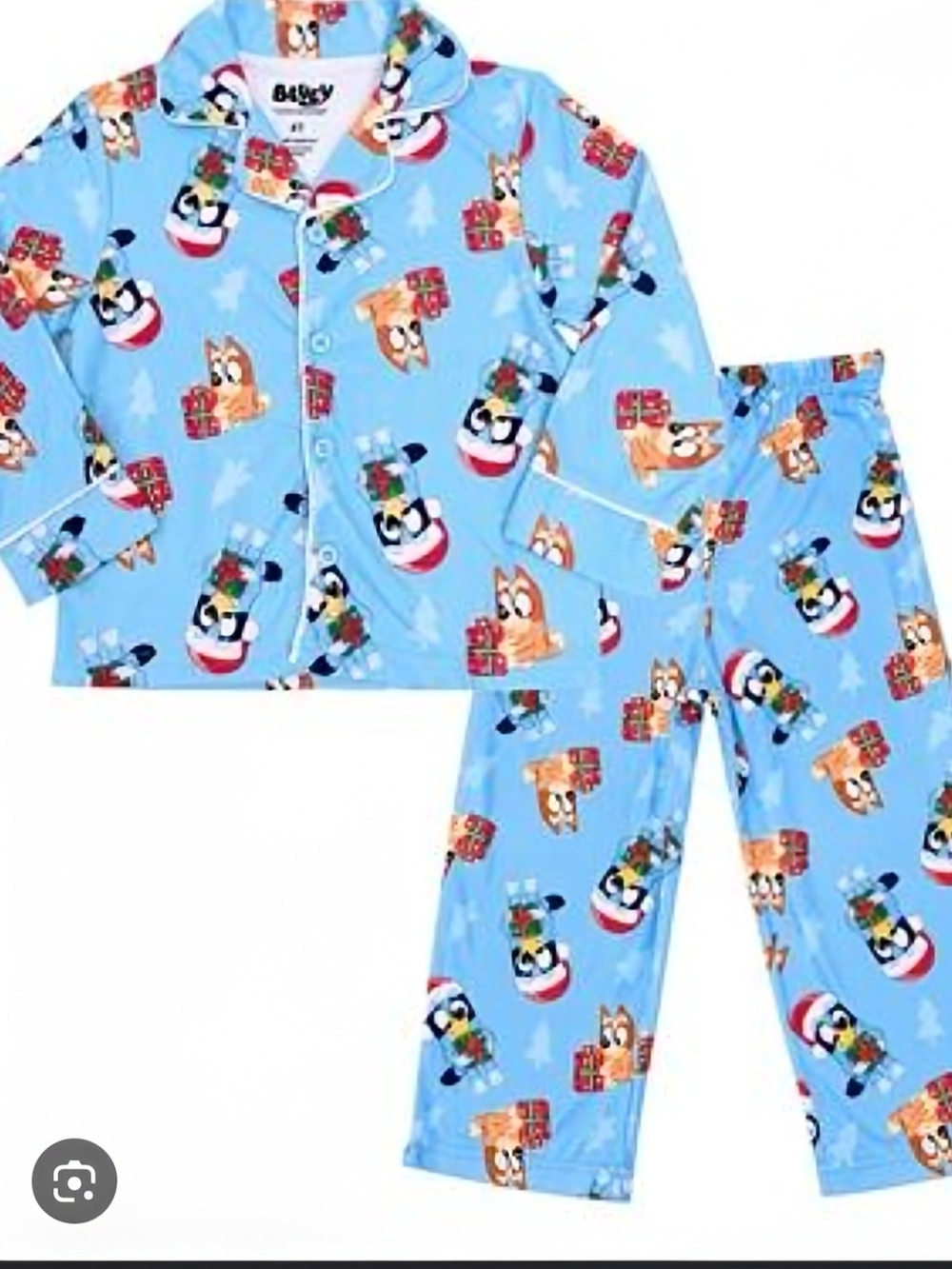 Bluey Kids Pajama Set with Holiday Character Print 4T
